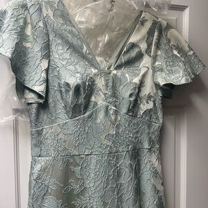 Elegant Floral Lace Dress in Light Green